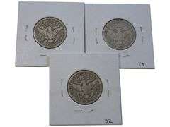 Lot of Three Barber Quarters 1914-D, 1915-D, 1916-D - VG Condition