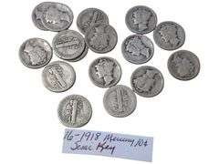 Lot of 16 Vintage 1918 Mercury Dimes - Semi Key Date Collection