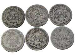 Antique U.S. Barber Dime  Collection (1896-1911) - Set of 6