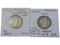 2 1915 D BARBER QUARTERS