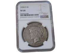 1934-S Peace Silver Dollar $1 VF 20 - NGC Certified