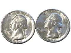 1954-S Bu Washington Silver Quarters - Set of 2