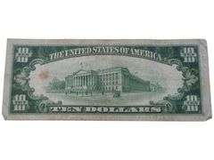 1934 $10 Silver Certificate Note