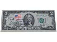 1976 Series $2 Bill with Bicentennial Stamp and Postmark