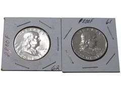 1961 & 1962 Proof Franklin Half Dollars
