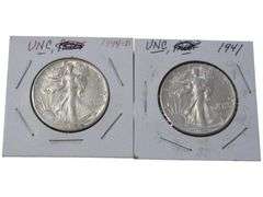 1941 & 1944-D Walking Liberty Half Dollar UNC