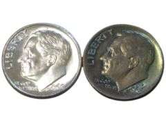 1960 Silver and 1981 Clad Toned Roosevelt Dimes