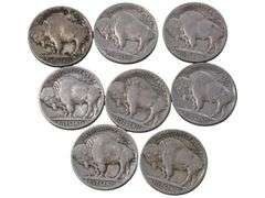 Set of 7 Vintage Buffalo Nickels Dates are in the 1920s