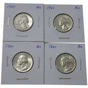 LOT OF 4 1964 BU SILVER QUARTERS