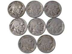 Set of 7 Vintage Buffalo Nickels Dates are in the 1920s