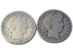 1893 & 1913 D Barber Half Dollar Lot Vintage Collectible Set