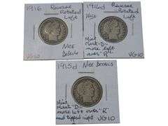 1915-1916 Barber Quarter  Set - VG10 Grade - Rotated Reverse