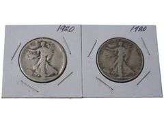 1920 Walking Liberty Half Dollar s - Set of 2