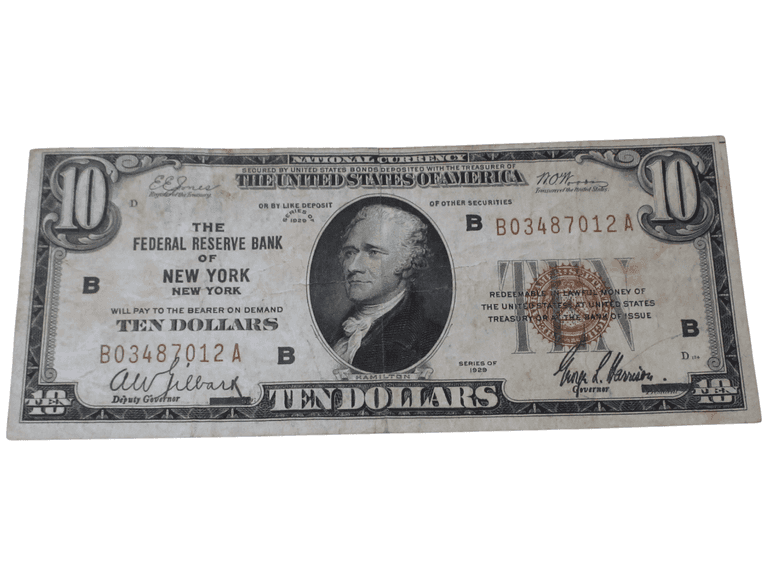 1929 $10 Federal Reserve Bank Note from New York