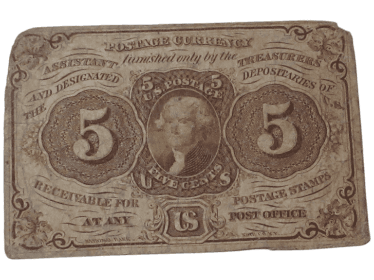 Vintage 5 Cent U.S. Postage Currency Note