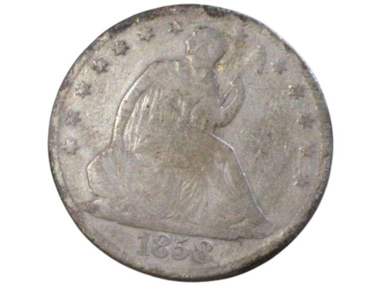 1858 Seated Liberty Half Dollar Plug