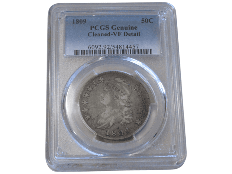 1809 Capped Bust Half Dollar PCGS Genuine Cleaned VF Tough Date
