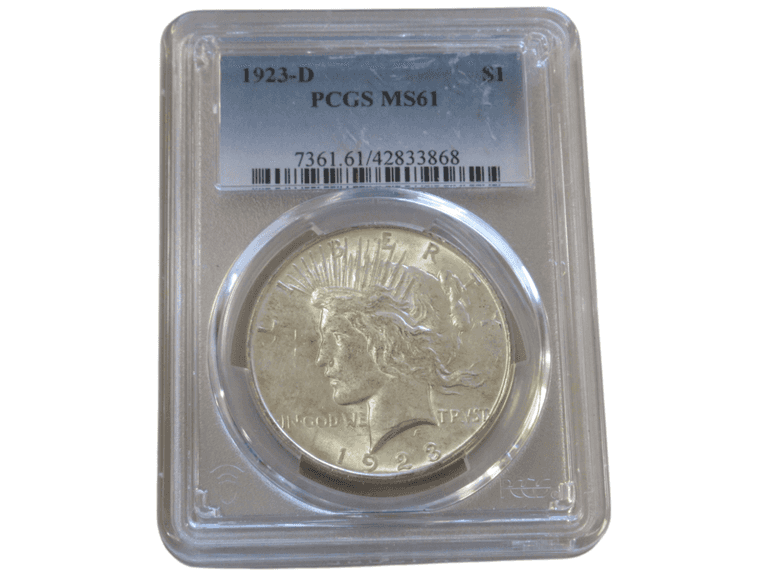 PCGS MS61 1923-D Peace Dollar Bright Luster