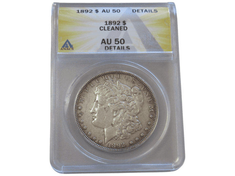 ANACS AU50 1892 Morgan Silver Dollar Cleaned Details