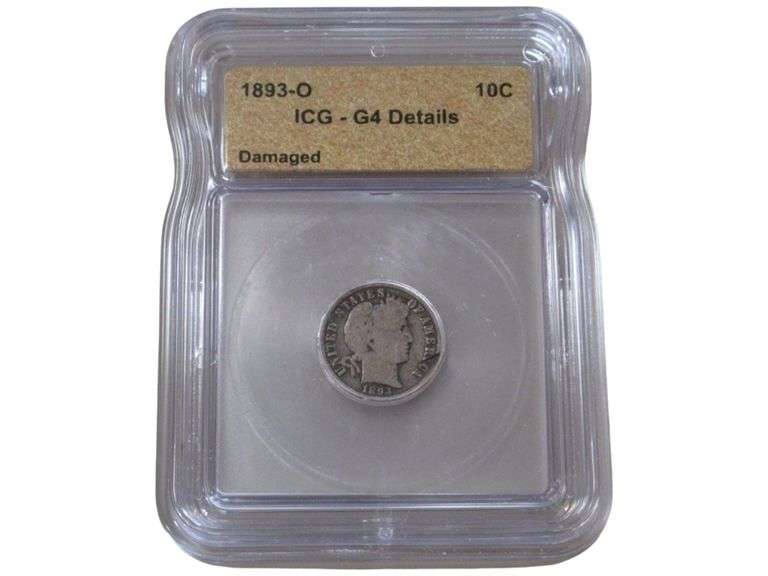 1893-O Barber Dime ICG G4 Details Damaged Slabbed Coin