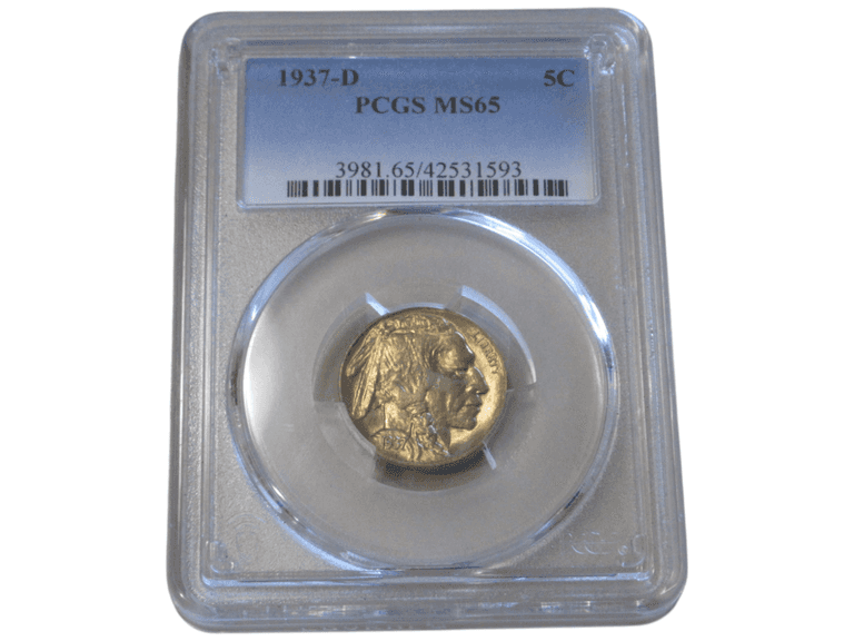 1937-D Buffalo Nickel MS65 PCGS Graded Holder