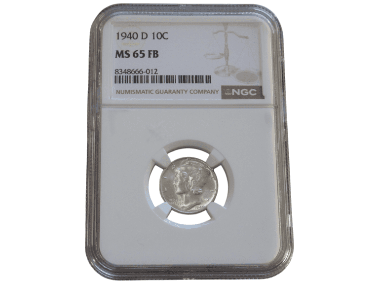NGC MS65 FB 1940-D Mercury Dime Full Bands Detail
