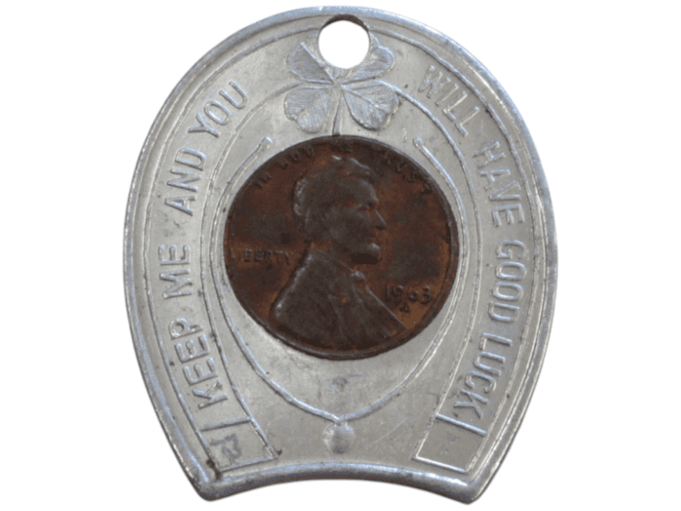 1963-D Lincoln Wheat Cent Encased Good Luck Token