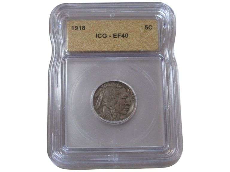 1918 Buffalo Nickel ICG EF40 With Native American Design