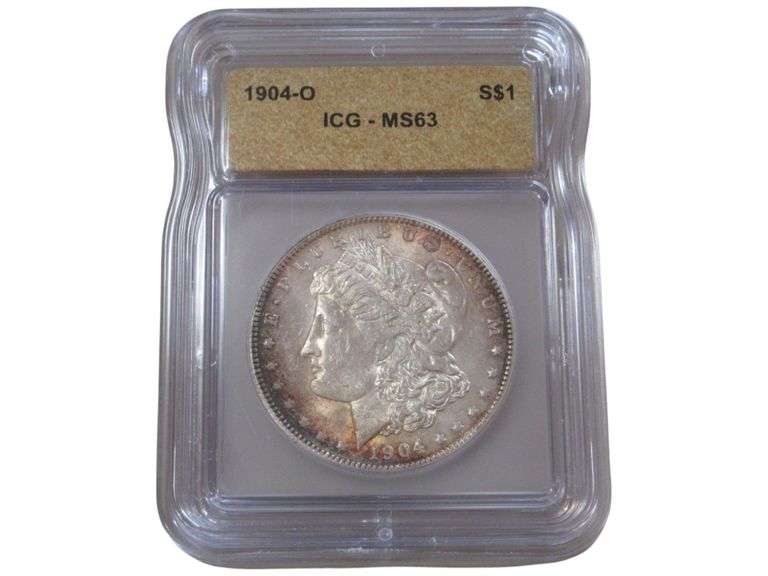 1904-O Morgan Silver Dollar MS63 ICG Holder with Eagle Reverse