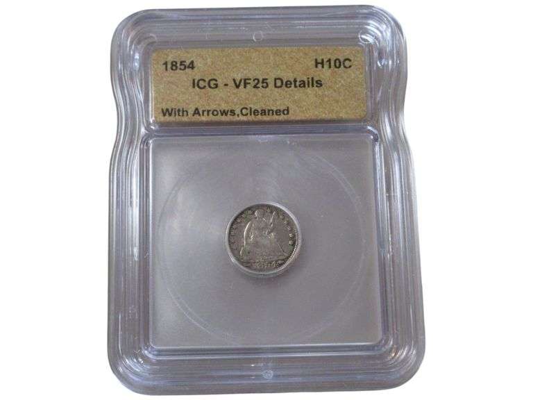1854 Seated Liberty Half Dime With Arrows Cleaned VF25 ICG