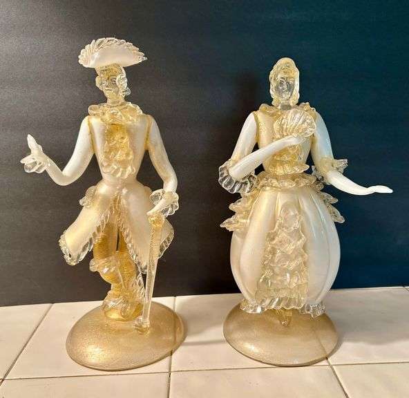 Pair of Murano Style Glass Lady & Gentleman Figures