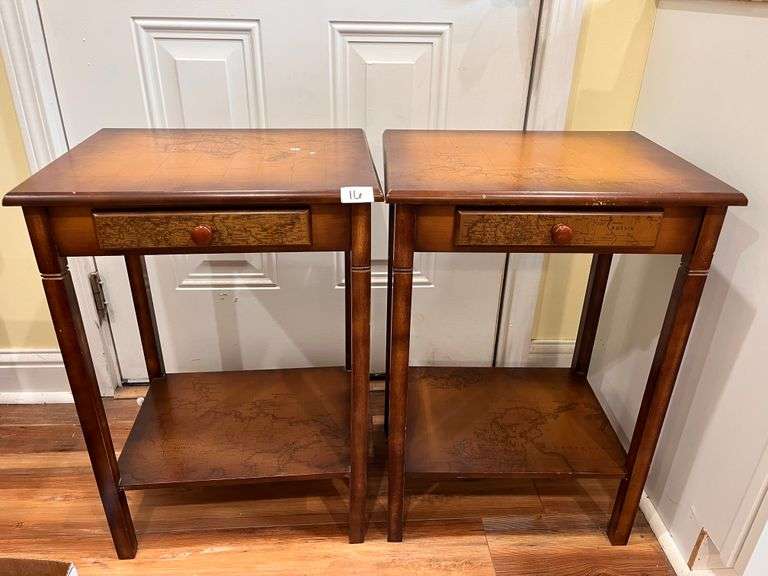 2 pc World Map Side Tables 18”x14”x26” (some scratches) (Kit)