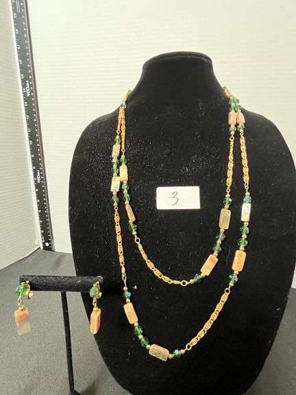 Napier Beaded Rope Necklace & clip Earrings, 31in long