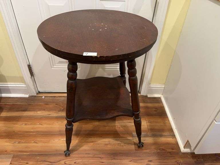 Mahogany Table Lamp with Ball & Claw feet, 23in diameter, 29.5in tall (kitchen)