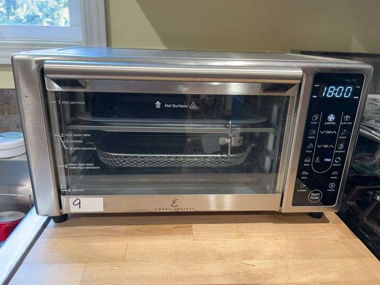 Emeril Lagasse Stainless Airfryer & Toaster Oven, 19in wide, 10in tall, 13in deep (kitchen)