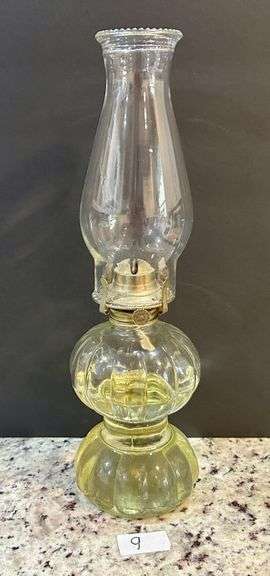 Clear Glass Oil Lamp (Located in First Bedroom to the Left)