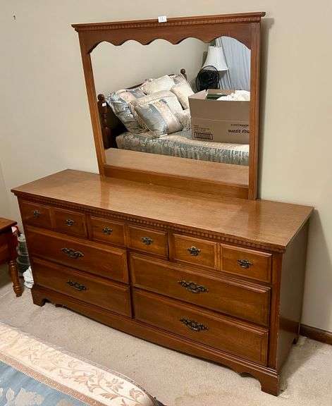 7 Drawer Dresser with Mirror 64”x62 3/8”(Located in First Bedroom to the Left)