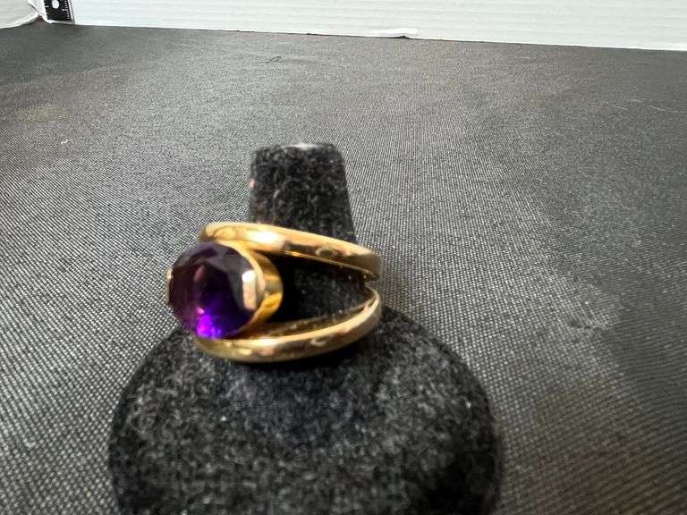Vintage 14kt Gold & Amethyst Ring, size approx 7, 6.2g -/+