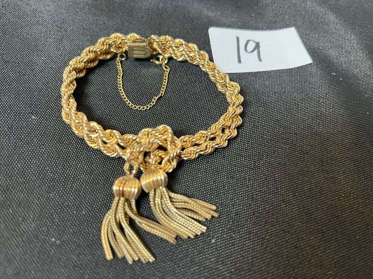 Braided Gold Bracelet with Tassels by Rythm 12k gold filled
