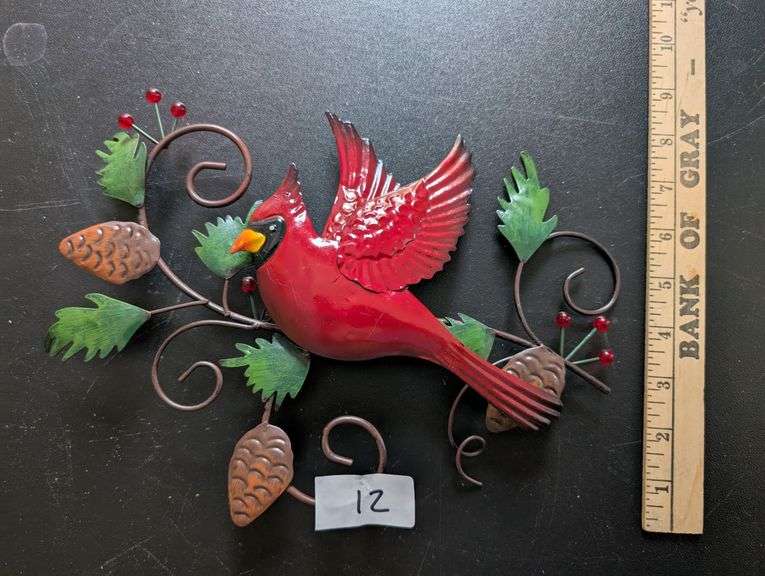 Signed canvas art 30" X 40" with decorative bird wall art, see additional photos (upstairs master be