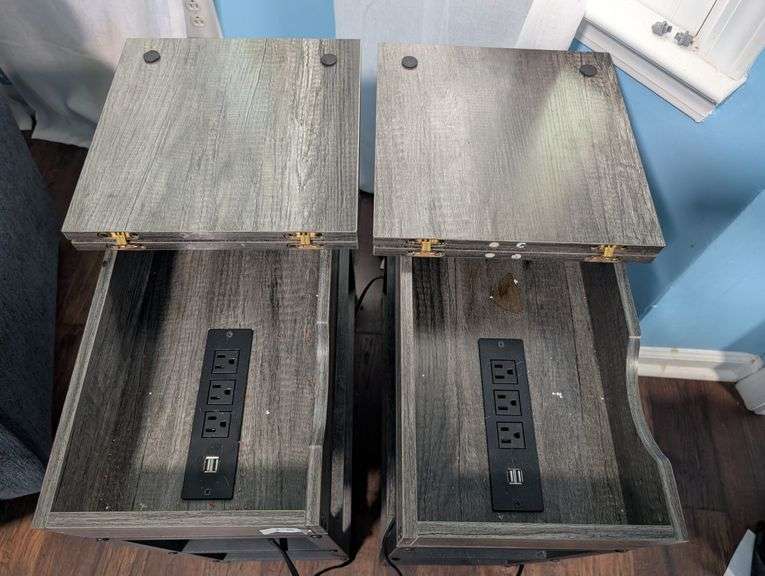 2 pc. Matching charging Side Tables 11 3/4" x 25", one table slightly wobbly (upstairs front room)