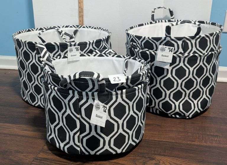 5 pc. Nesting canvas baskets(upstairs living room)