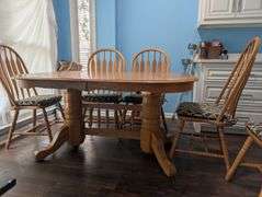 Dining room table, 6 chairs with seat cushions, no leaf 60" x 42" x 30" tall (upstairs dining room)