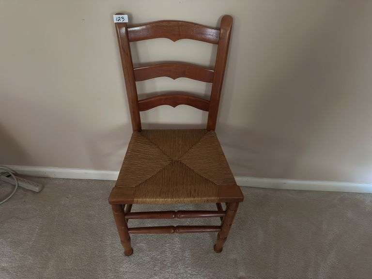 French country ladder back chair, 35" tall(located upstairs)