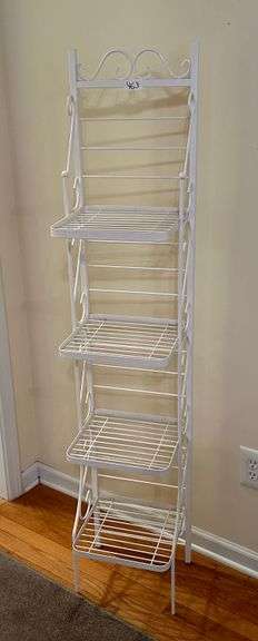 4 Shelf White Metal Rack 58 5/8”x11 5/8” (Located in Bedroom to the Right)