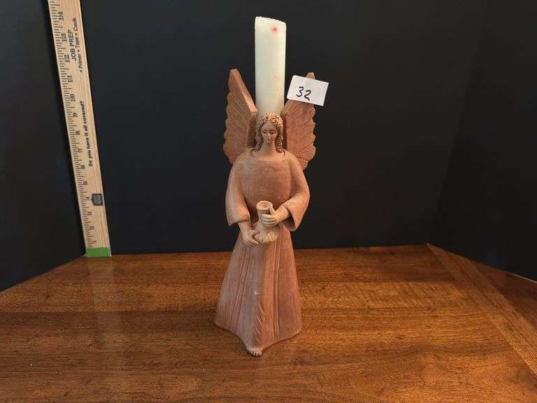 Vintage Guatemala folk art angel candle holder