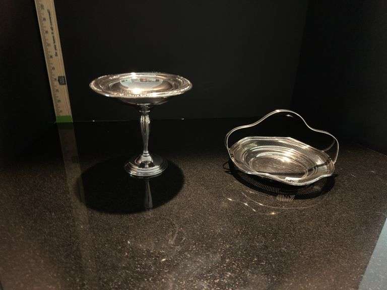2pc Sterling silver compote candy dish and sterling silver handled nut or candy dish (located in din