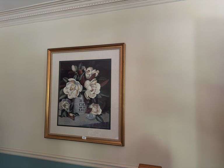 Magnolia Flowers. Barbara Shipman, 33"x37.5" tall (located in dining room)