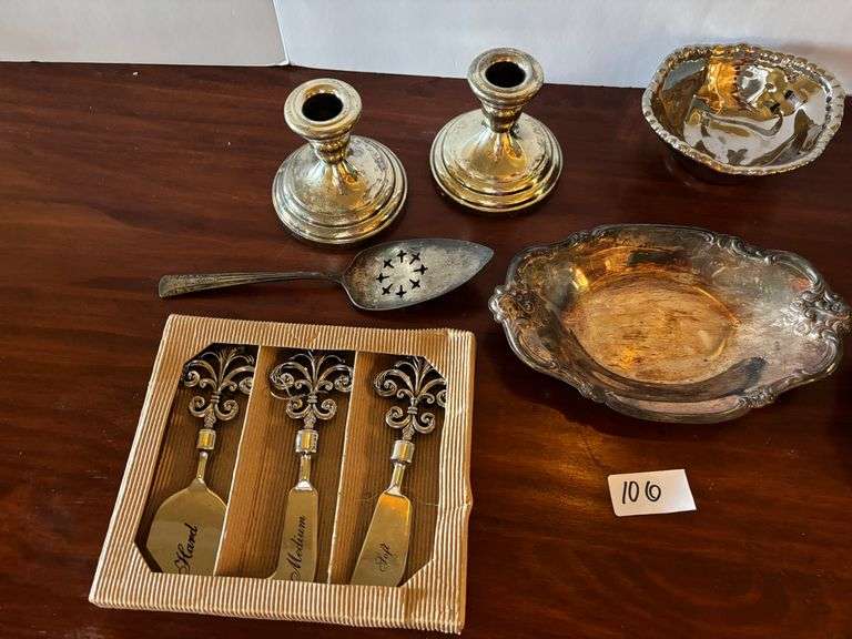 10 pc Silver plated and Tin Set (Located in ds back room)