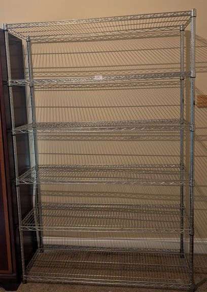 6 tier steel shelving unit, 48"x18"x72"(located downstairs back bedroom)